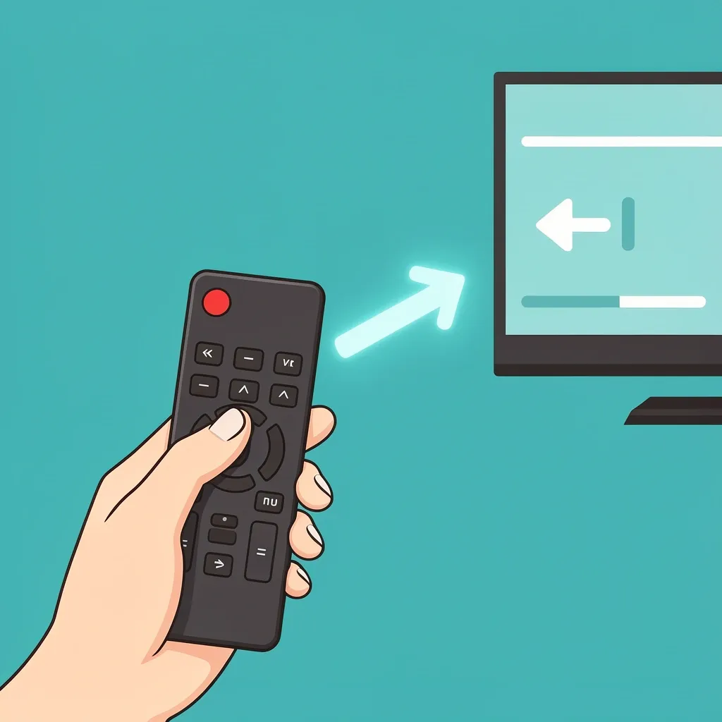 Illustration of a hand adjusting AV delay on a Vizio soundbar remote with arrow keys, with a slider icon on the TV screen.
