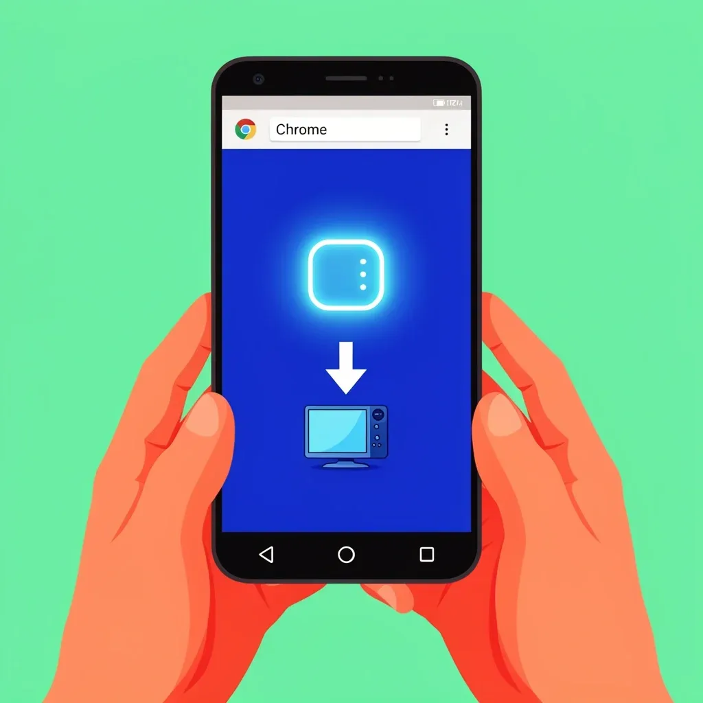 Android smartphone with Chrome browser cast option selecting Vizio TV for web browsing