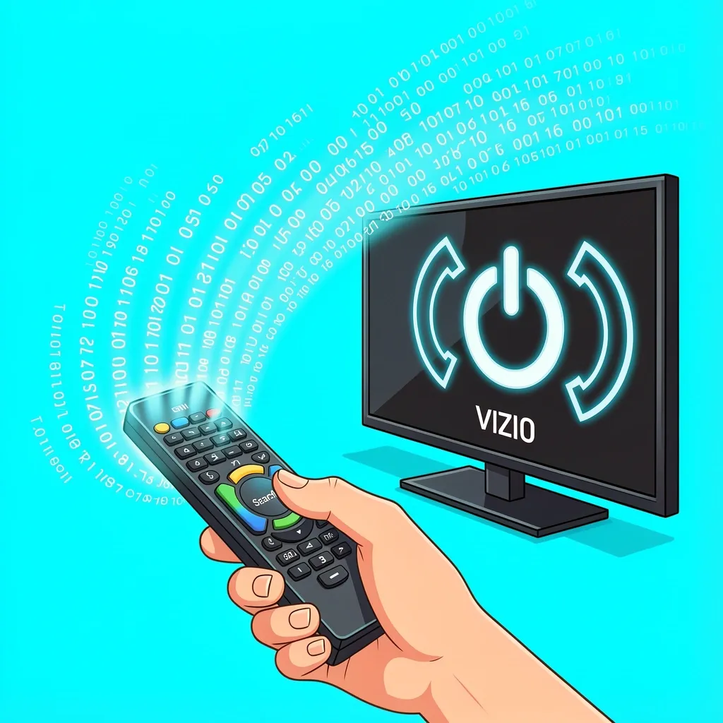 Auto code search process for universal remote with Vizio TV
