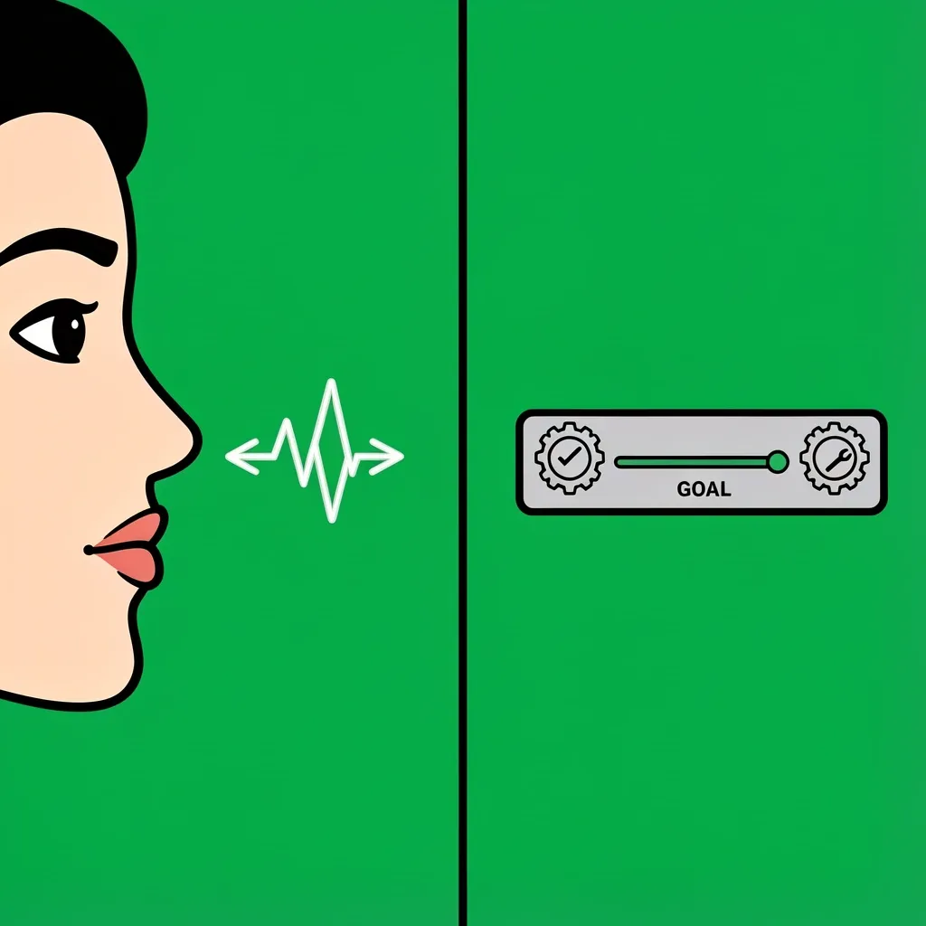 Vector illustration comparing lip sync as a goal and AV delay as a setting on a Vizio soundbar.