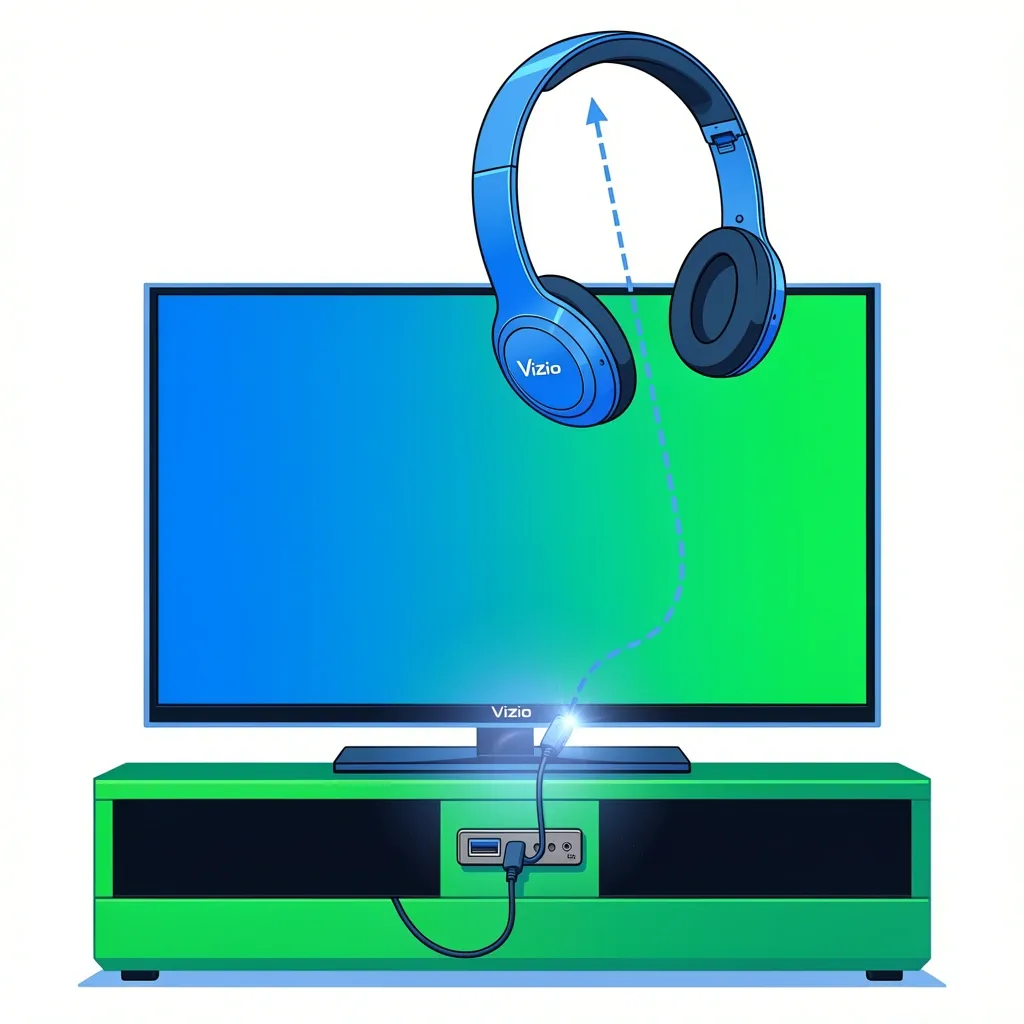 Bluetooth transmitter connected to Vizio TV with optical cable and pairing to headphones