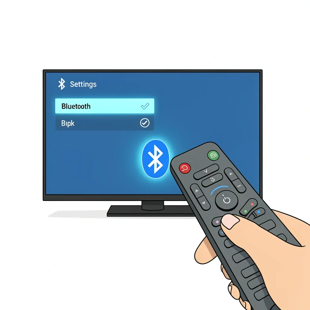 Person checking Vizio TV settings menu for Bluetooth support with remote
