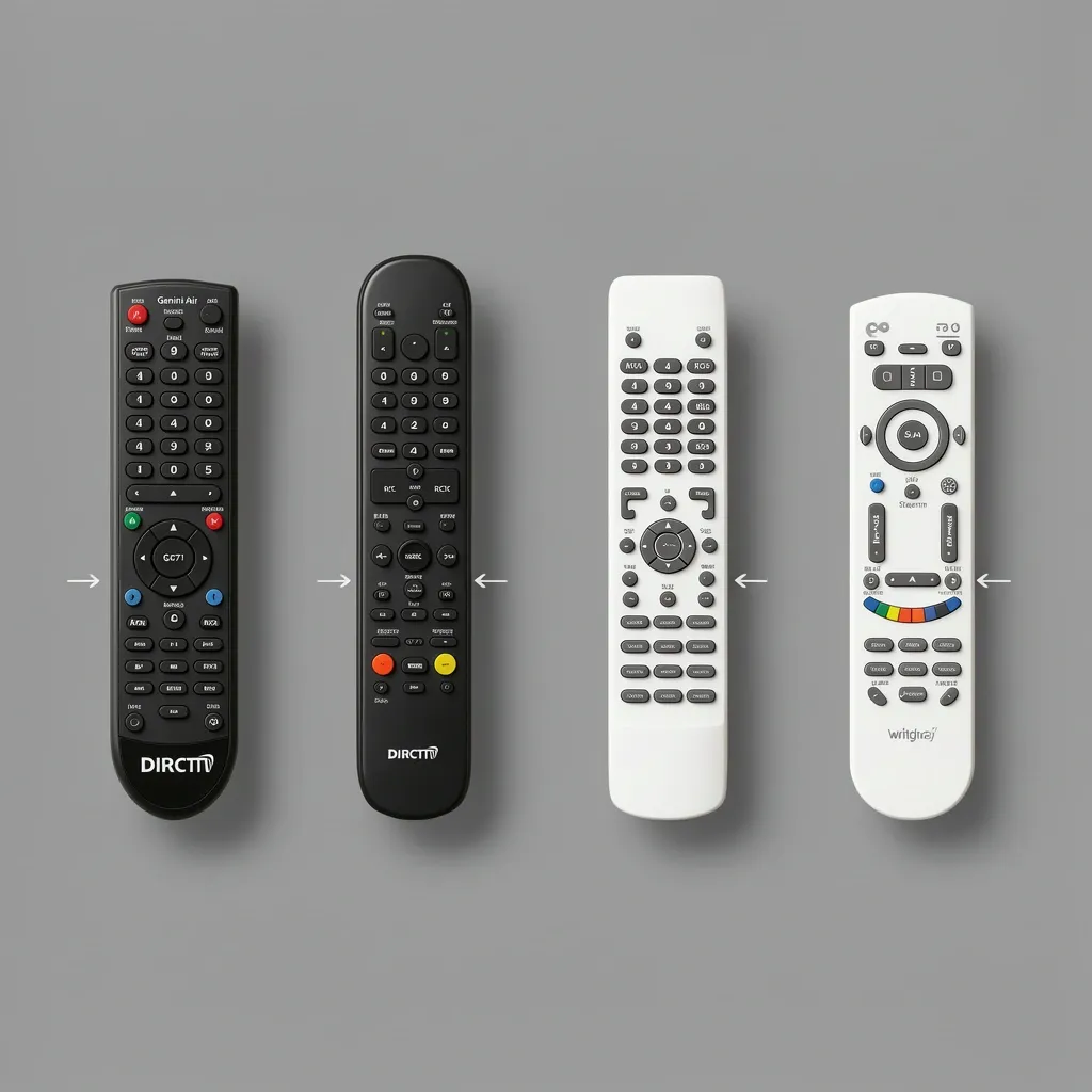 Comparison of four DIRECTV remote models highlighting physical differences