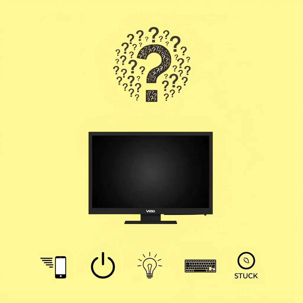 FAQ icon with Vizio TV and common troubleshooting icons