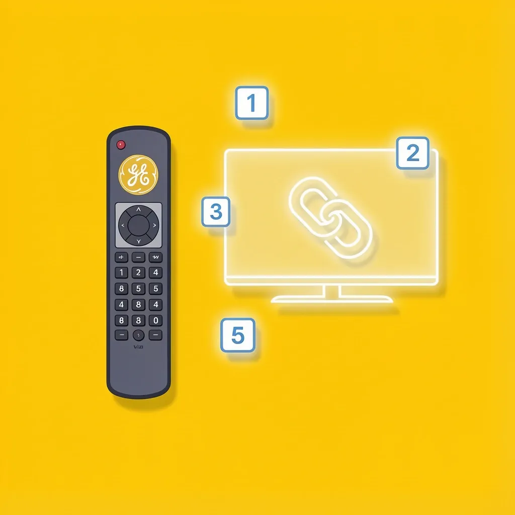 GE universal remote paired with Vizio TV showing code chips
