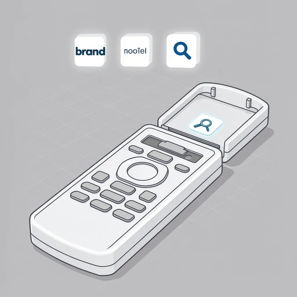 How to identify universal remote brand by checking battery compartment and front logo