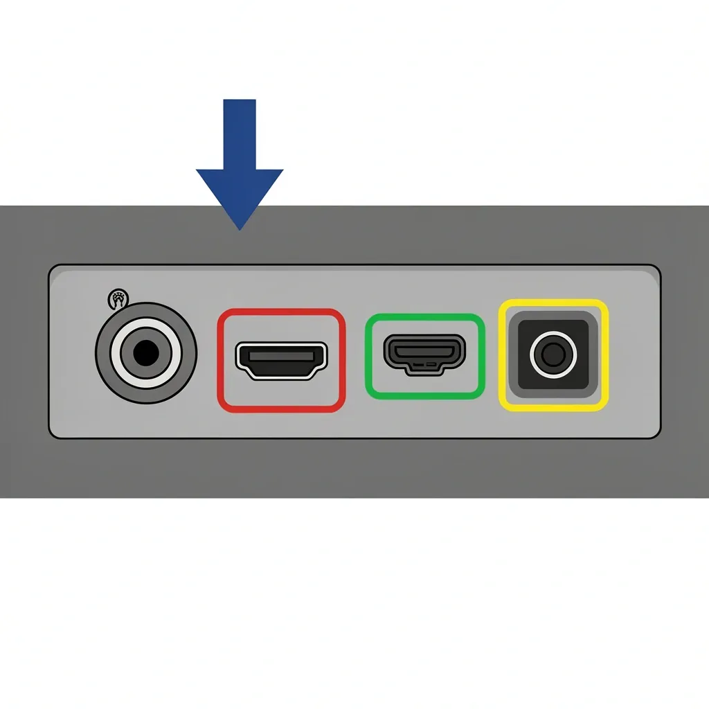 Illustration of Vizio TV back panel ports with coaxial, HDMI, USB, and optical audio ports highlighted.
