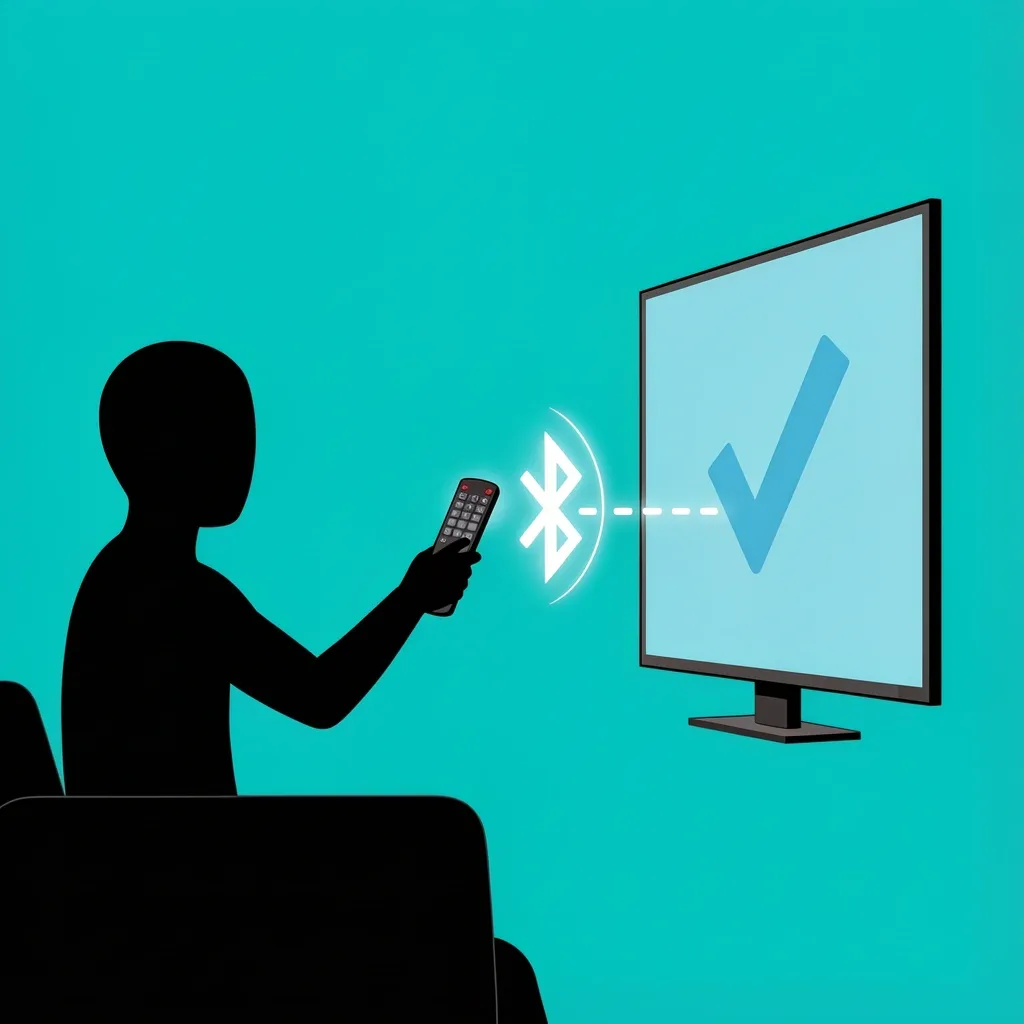 Faceless person pairing Vizio keyboard remote with TV via Bluetooth