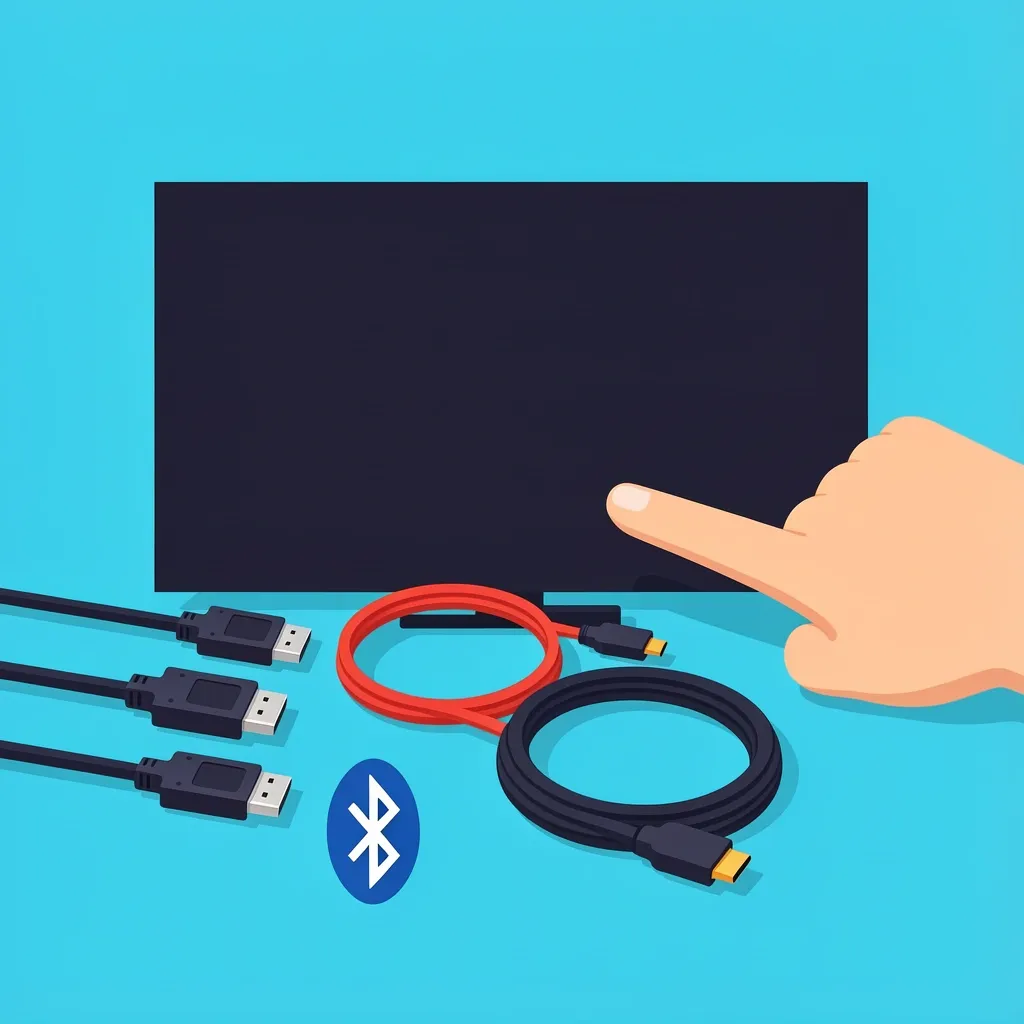 Comparison of HDMI ARC, optical, and Bluetooth cables for Vizio soundbar setup with hand pointing to HDMI as best option