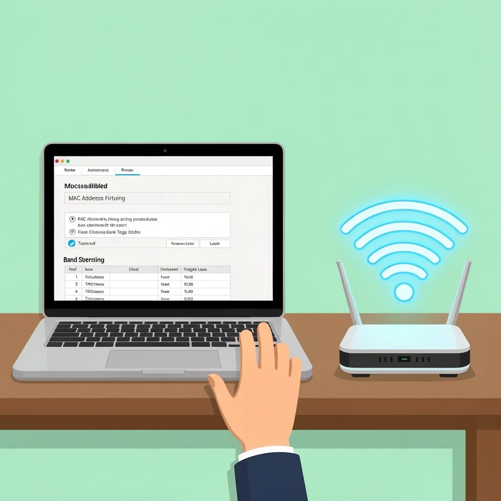 Router Settings for Vizio TV Person adjusting router settings like MAC filtering and band steering for Vizio TV after factory reset
