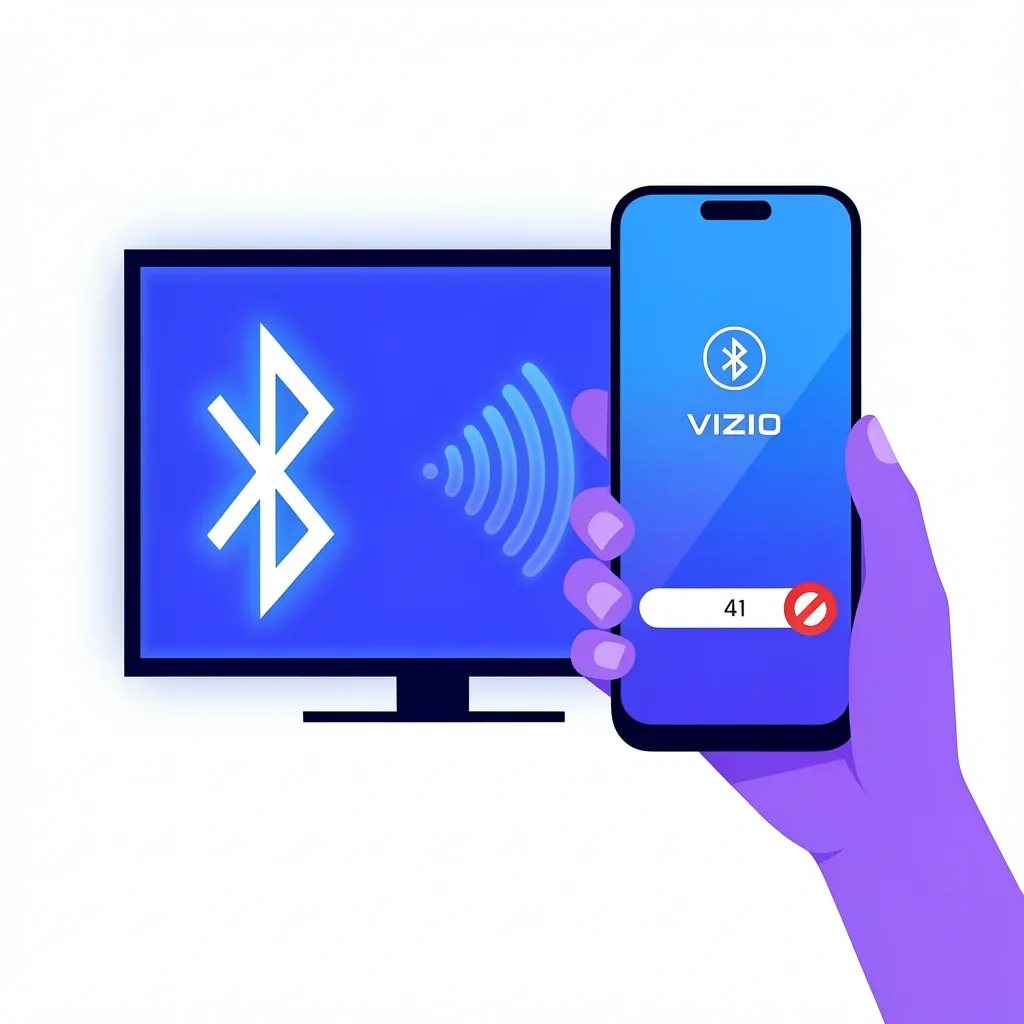 Smartphone with Bluetooth pairing screen connecting to Vizio SmartCast TV displaying a pairing code