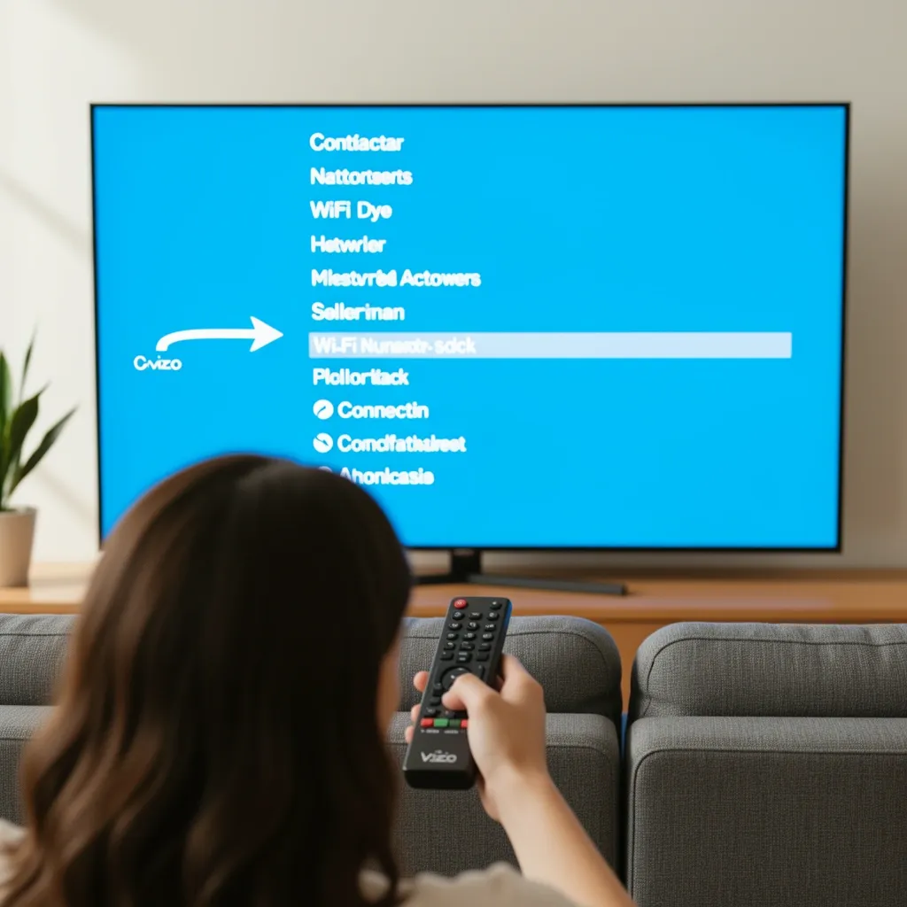 Using remote to select Wi-Fi network on Vizio TV settings