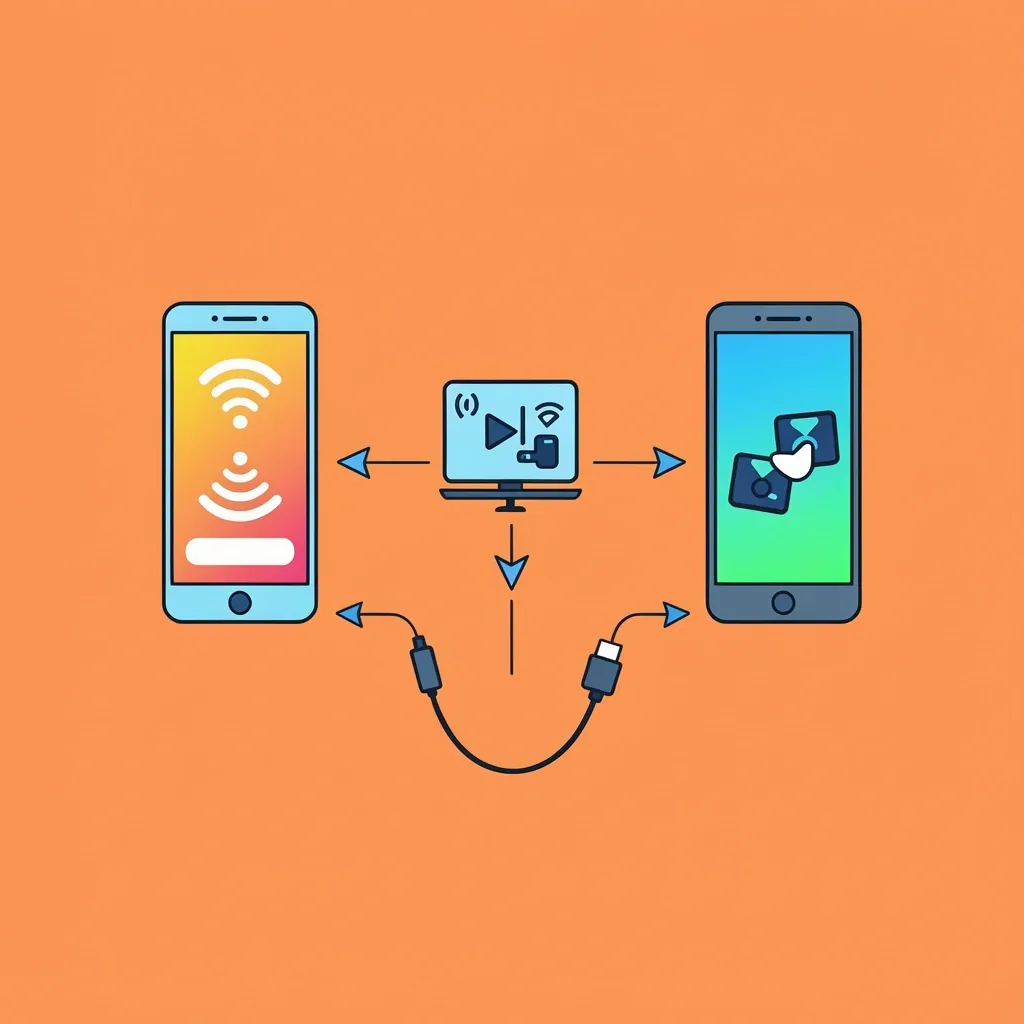 Illustration of three methods to connect a phone to a VIZIO TV: wireless app, screen mirroring, and wired cable.