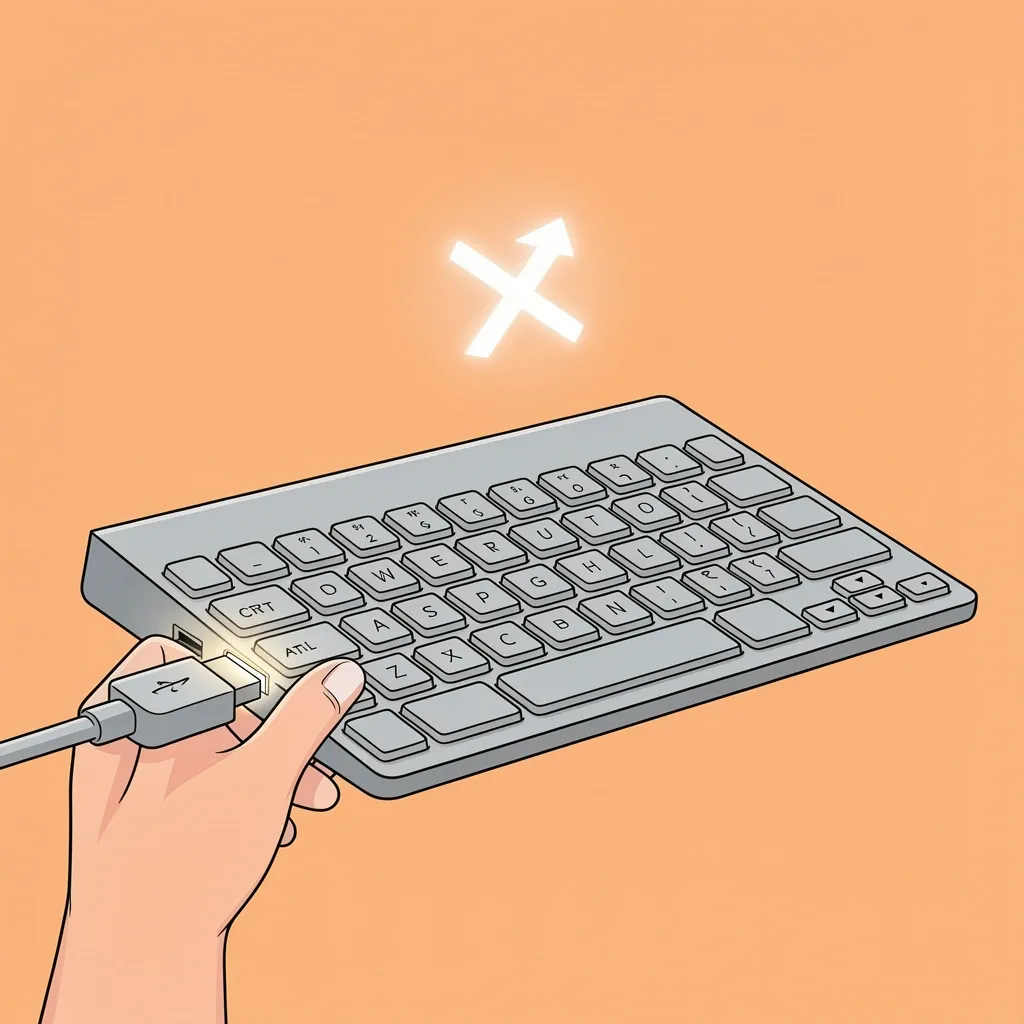 Hand plugging USB keyboard into Vizio TV to press Ctrl+Alt+Delete for reset