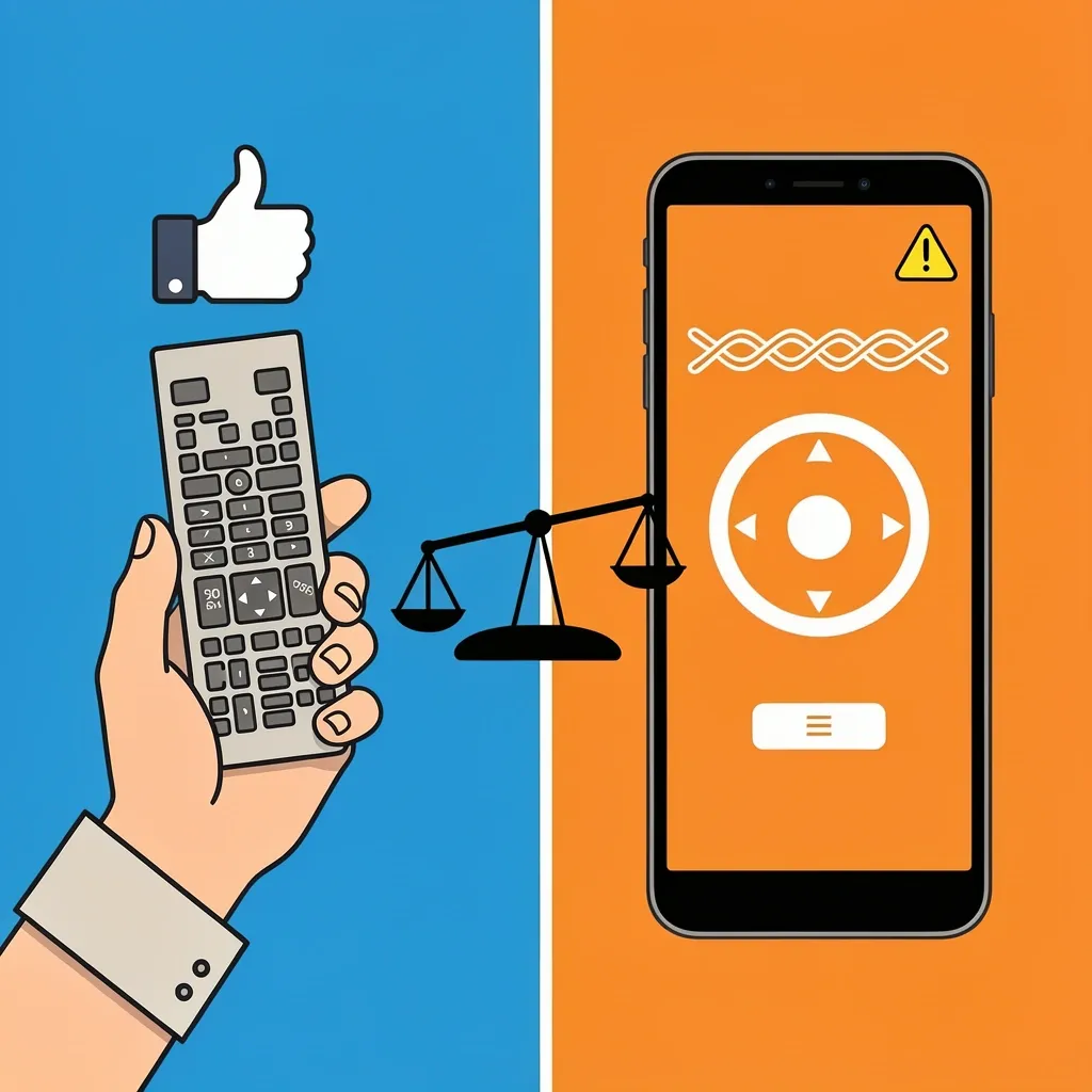 Comparison between physical remote and mobile app for Vizio soundbar control with pros and cons