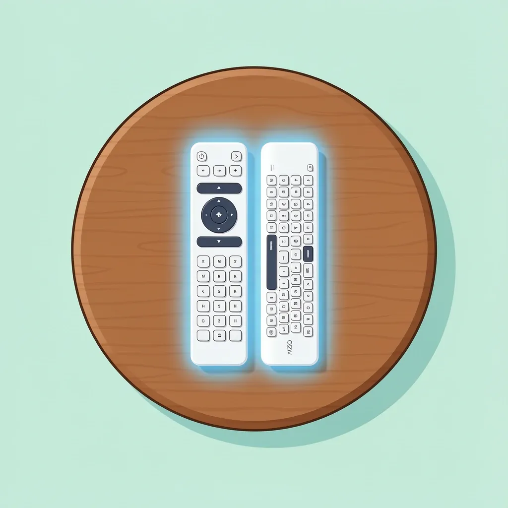 Vizio keyboard remote with front buttons and back QWERTY keyboard