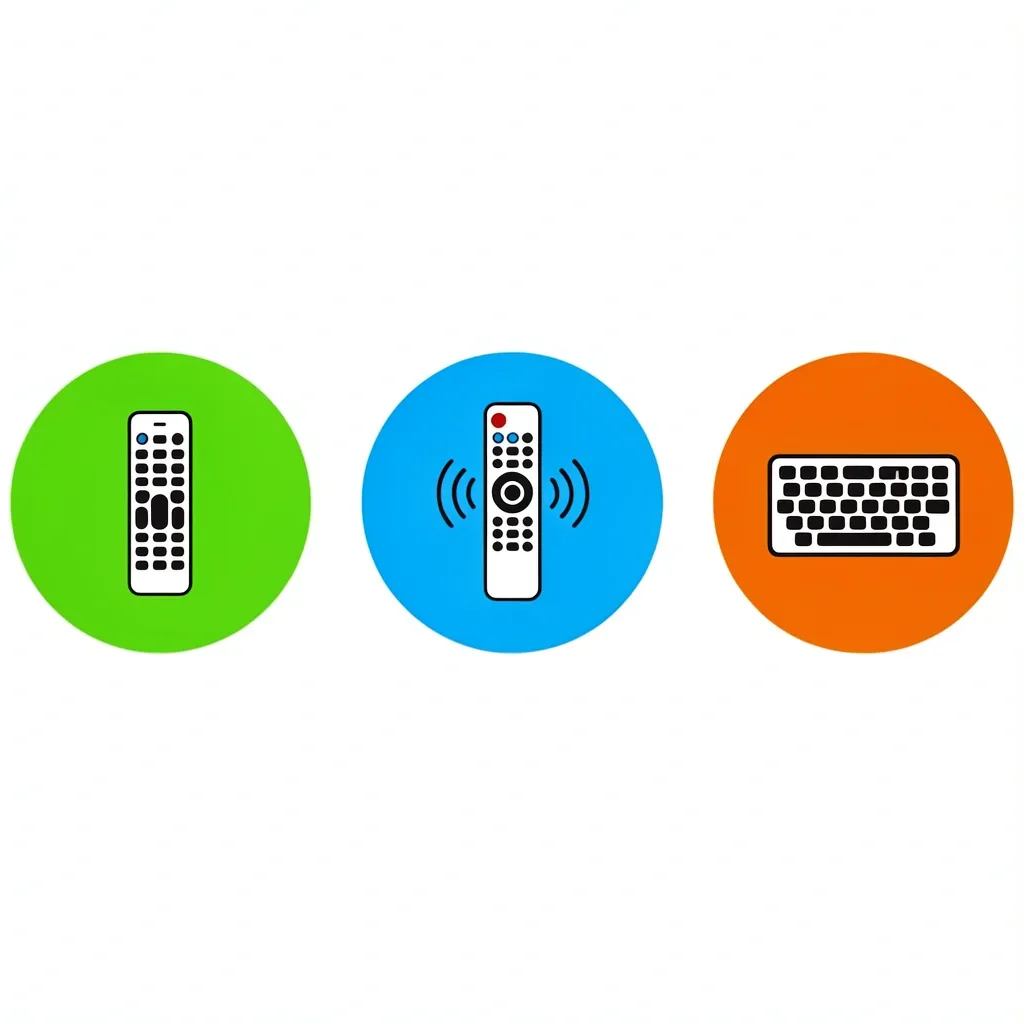 Comparison icons for Vizio standard IR remote, voice remote, and keyboard remote