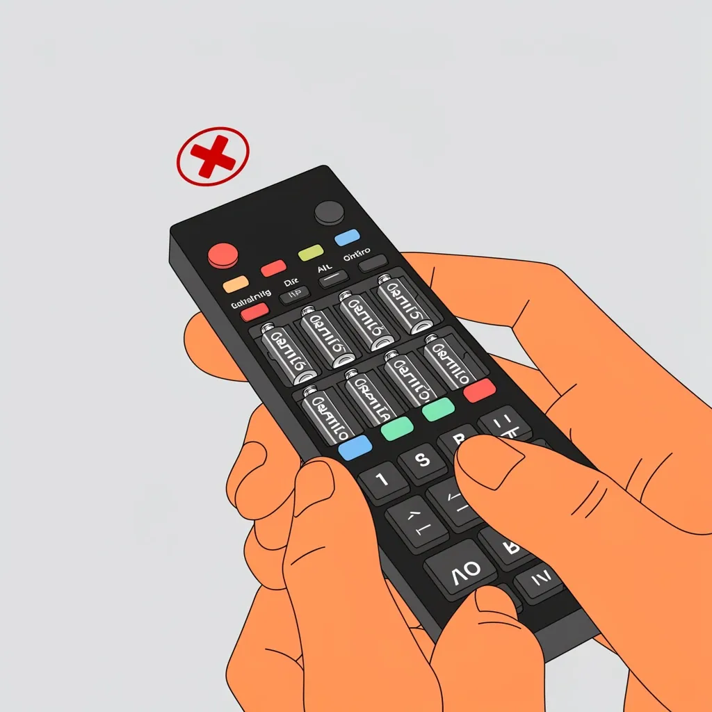 Hands inserting fresh batteries into Vizio keyboard remote to fix pairing issue