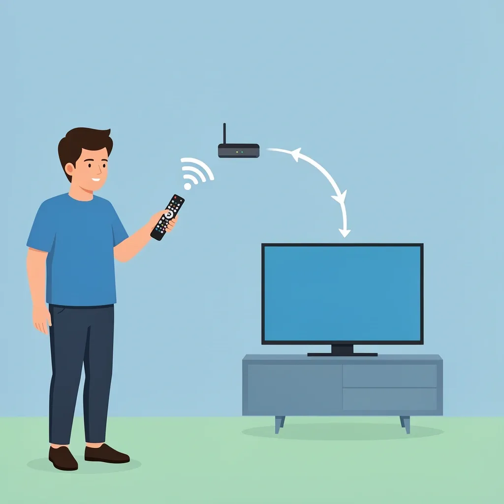Person preparing to connect Vizio TV to Wi-Fi with router and remote