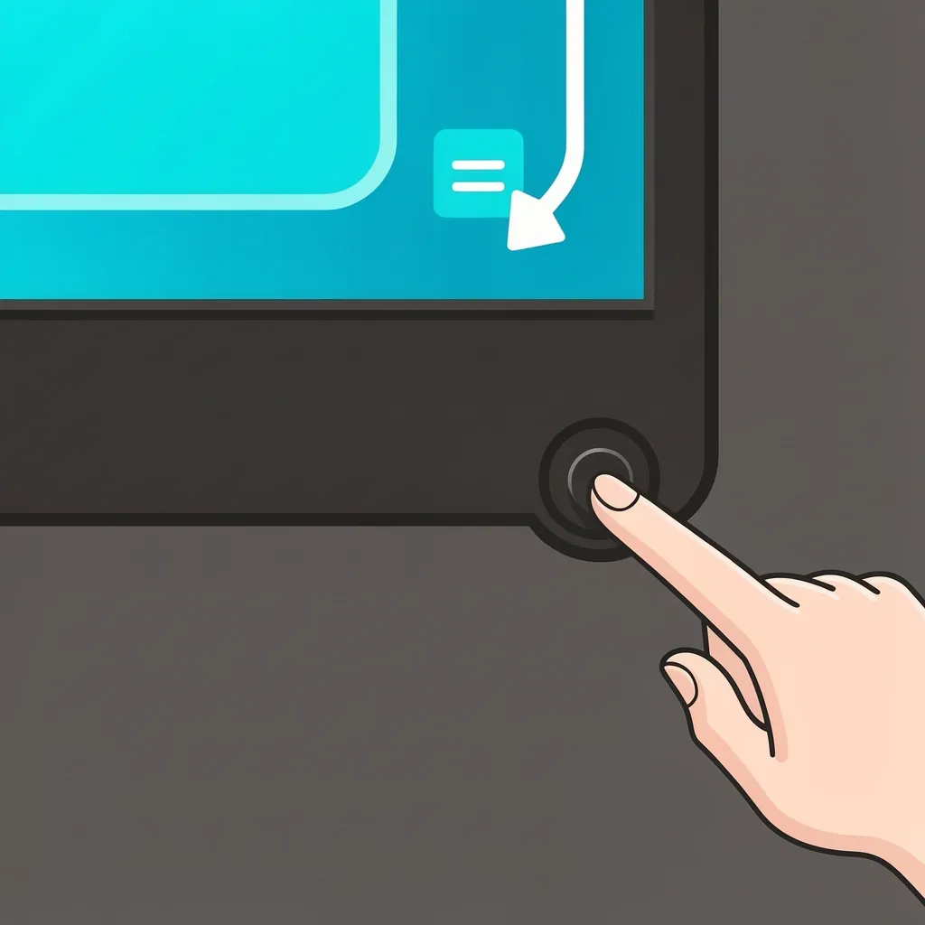 Illustration of using the physical button on a Vizio TV to access the menu without a remote.