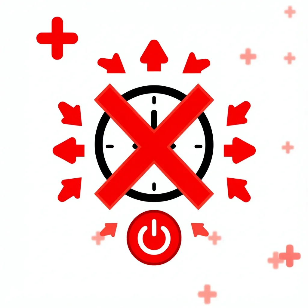 Red X over clock and power button icons representing common reset myths about Vizio TVs