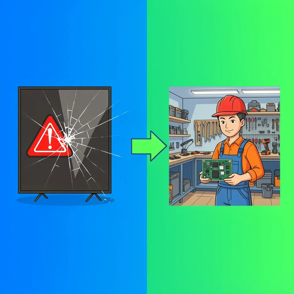Comparison between DIY TV repair risk and professional technician repair for large screen TVs