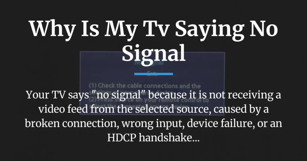 why is my tv saying no signal